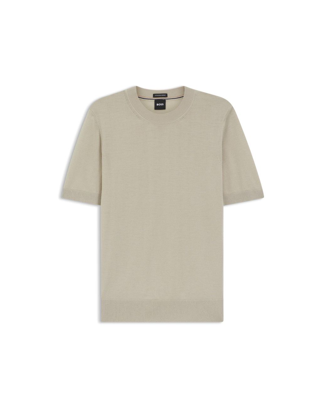 Boss Gray Short-Sleeved Knit T-Shirt for men
