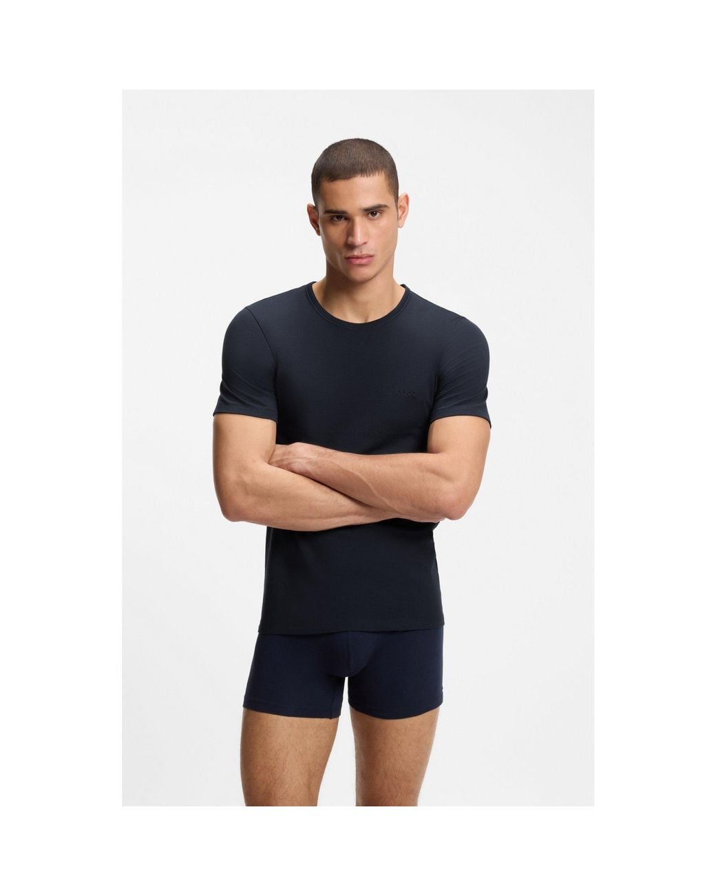 Boss Blue Three-Pack Cotton T-Shirts for men