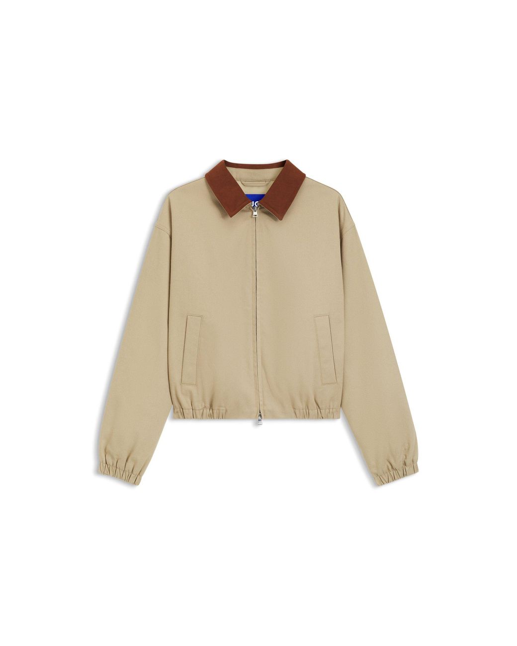 HUGO Blue Stretch-Cotton Jacket With Contrast Corduroy Collar