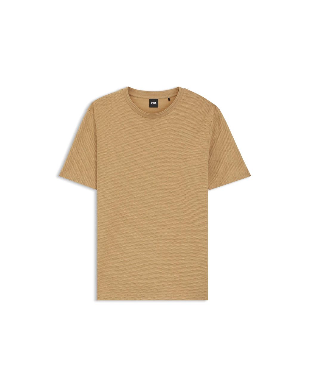 Boss Brown Cotton-Blend T-Shirt With Bubble-Jacquard Structure for men