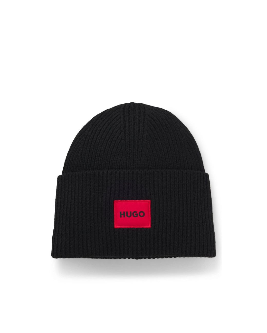 HUGO Black All-Gender Logo Beanie Hat