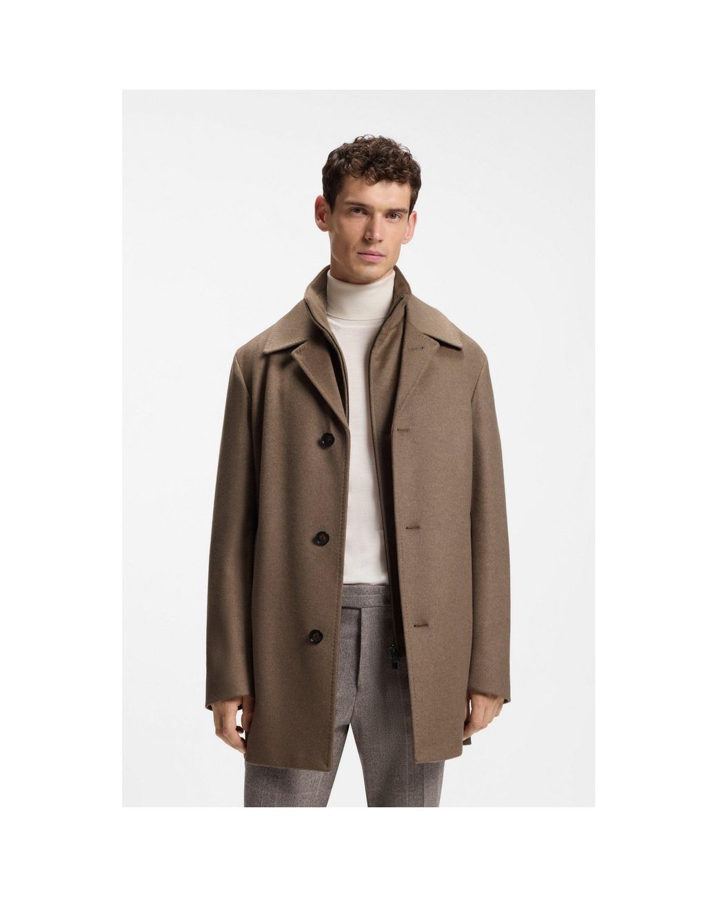 Boss Brown Relaxed-Fit Formal Coat for men