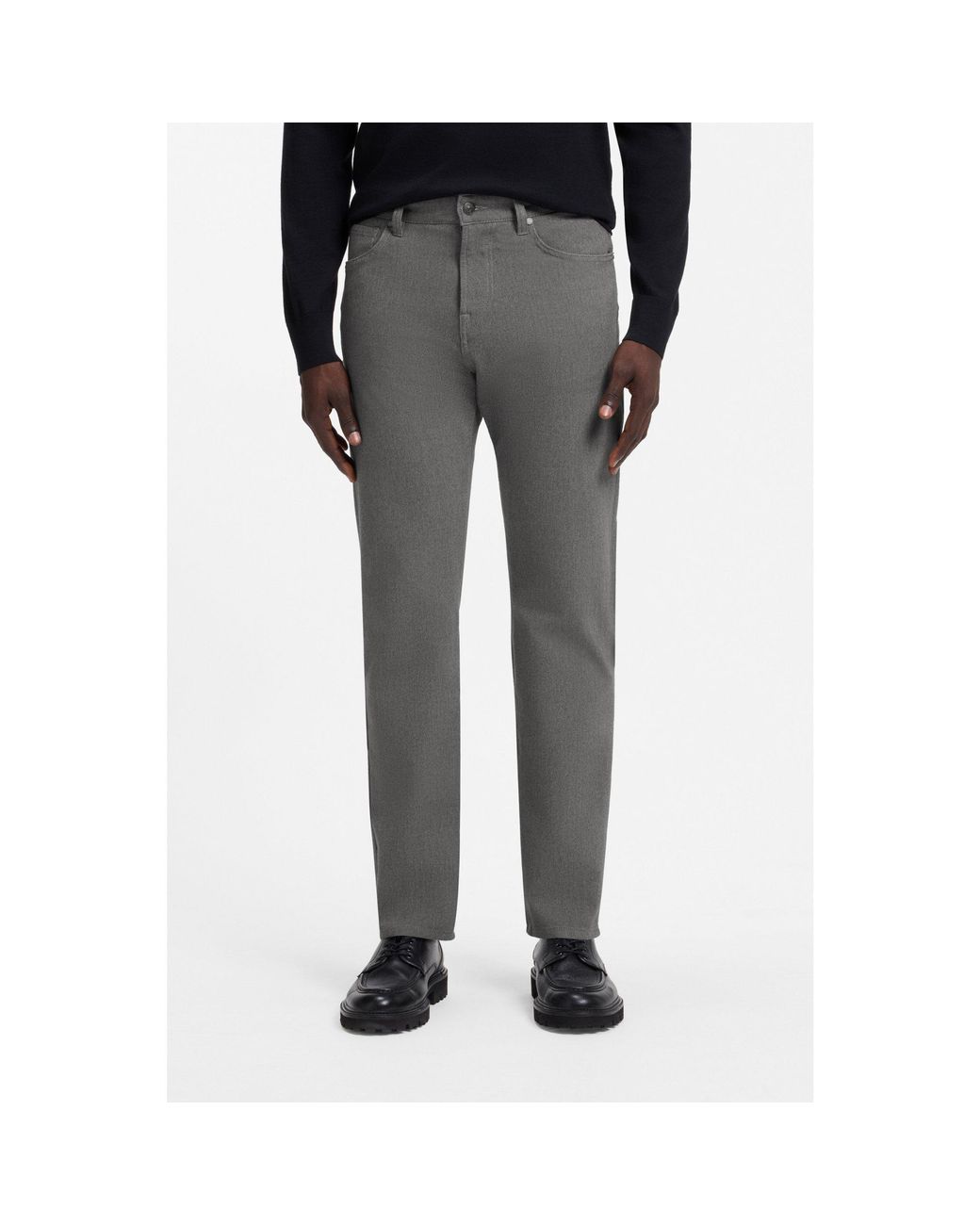 Boss Gray Regular-Fit Trousers for men