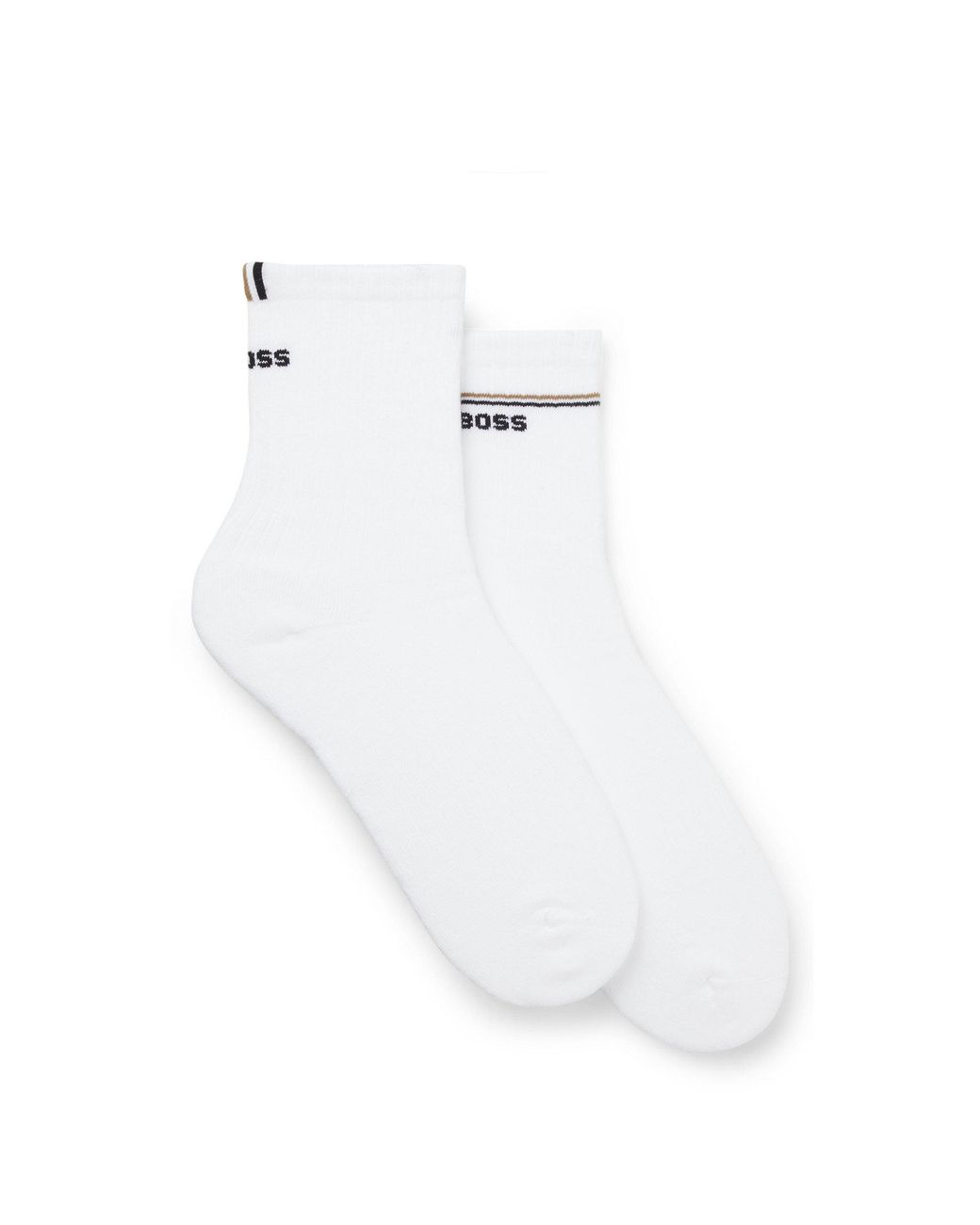 Boss White Two-Pack Of Short Socks With Logo Details