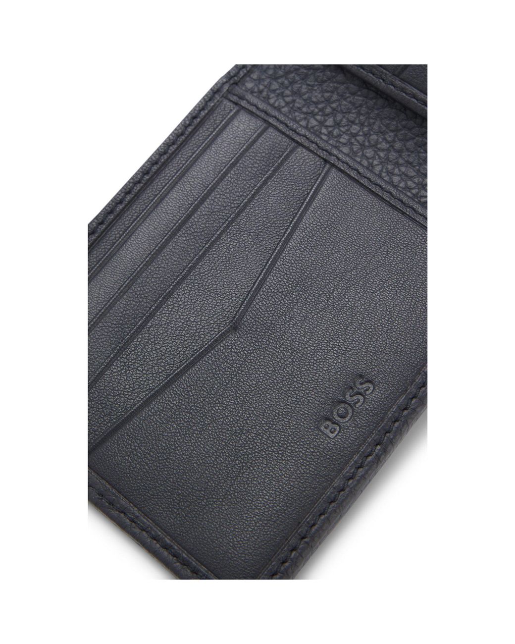 Boss Blue Grained-Leather Wallet for men