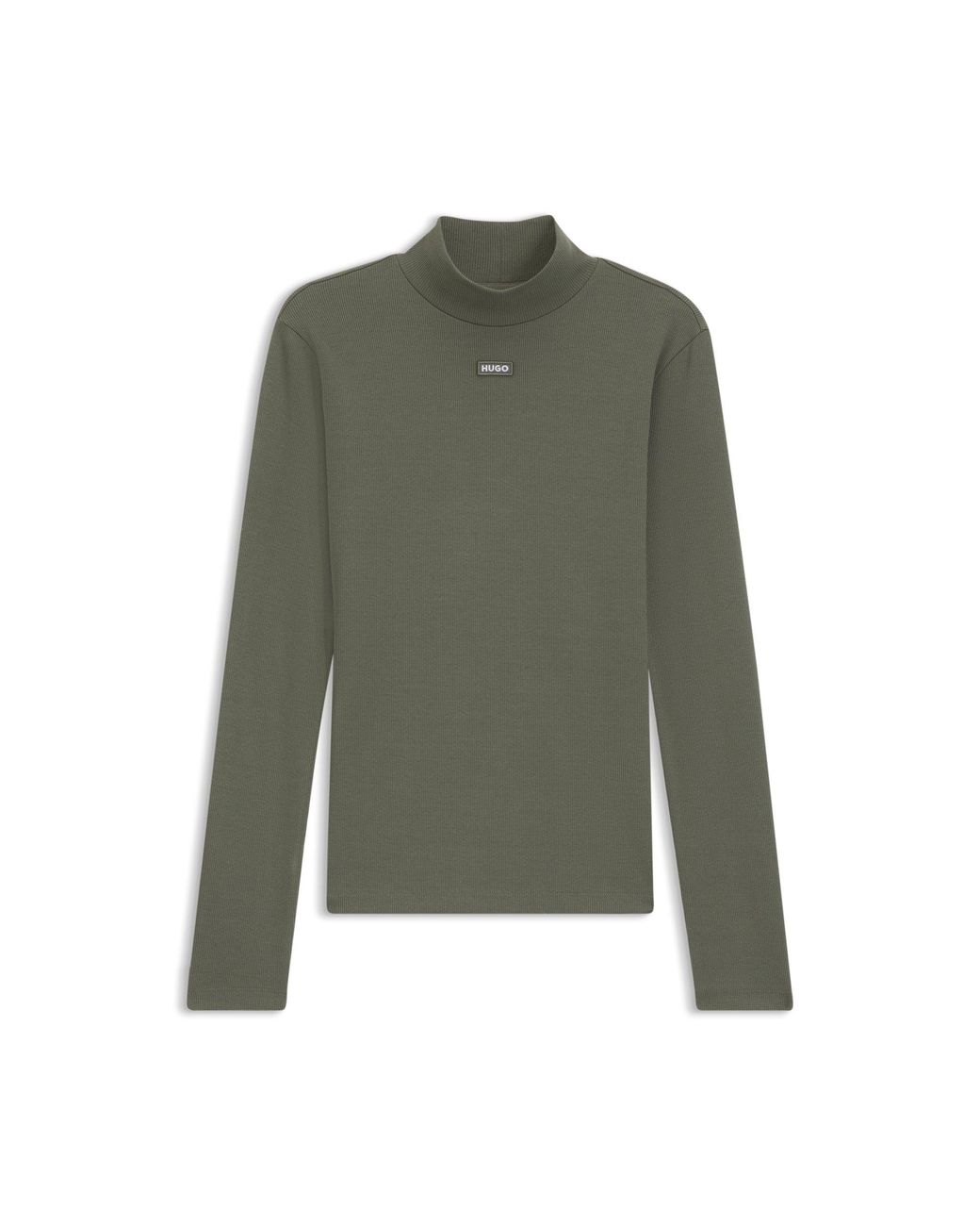 HUGO Green Mock-Neck Logo Top
