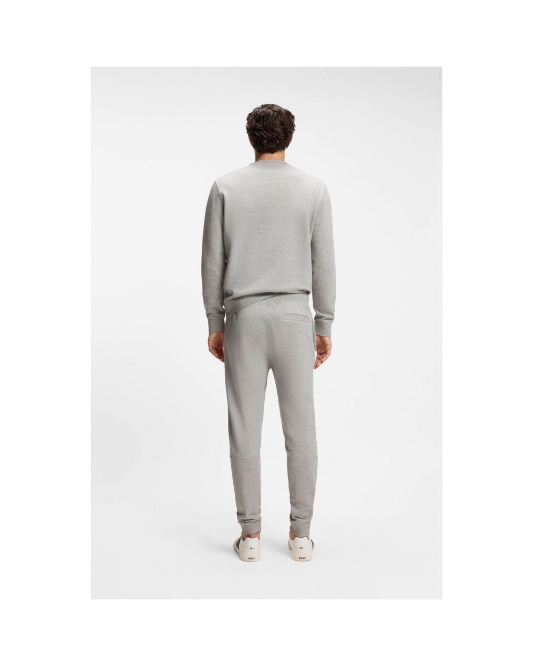 Boss Gray Cotton-Terry Sweatshirt With Logo Patch for men