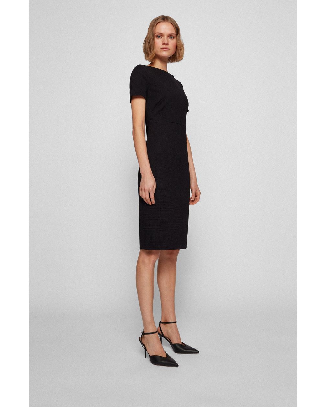 BOSS Kleid aus Stretch-Jersey mit durchgehendem Reißverschluss hinten in  Schwarz | Lyst DE