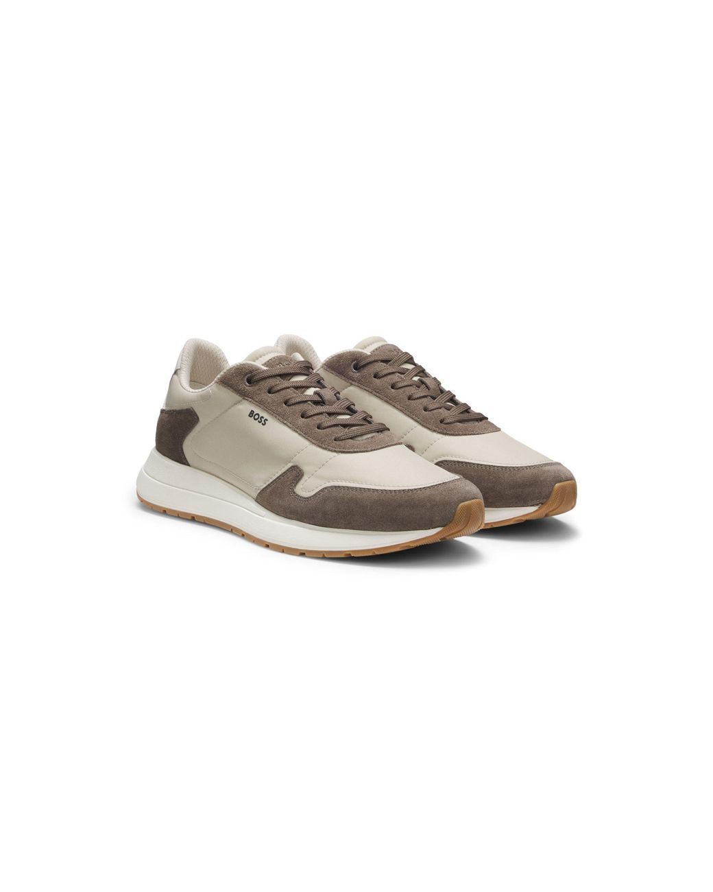 Boss Gray Lace-Up Trainers for men