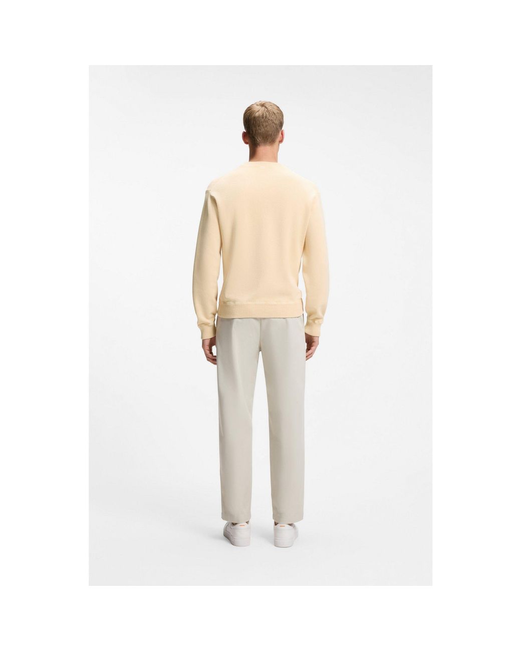 Boss Natural Cotton Sweater With Ribbed Side Seams for men