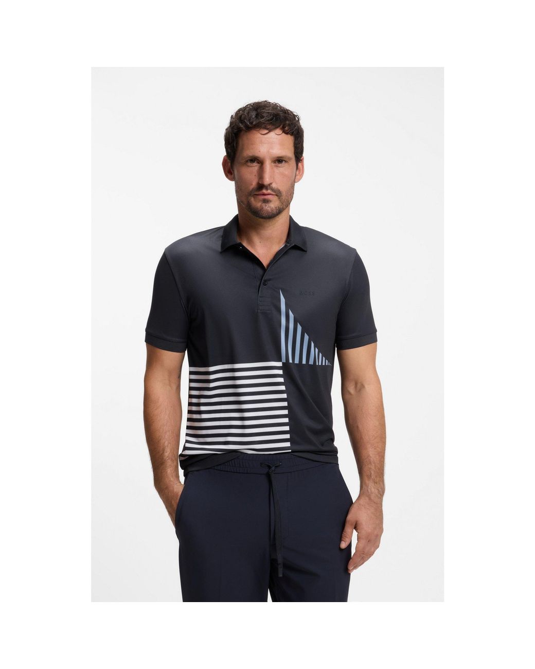 Boss Black Paddy Active Stretch-Jersey Polo Shirt With Digital Print for men