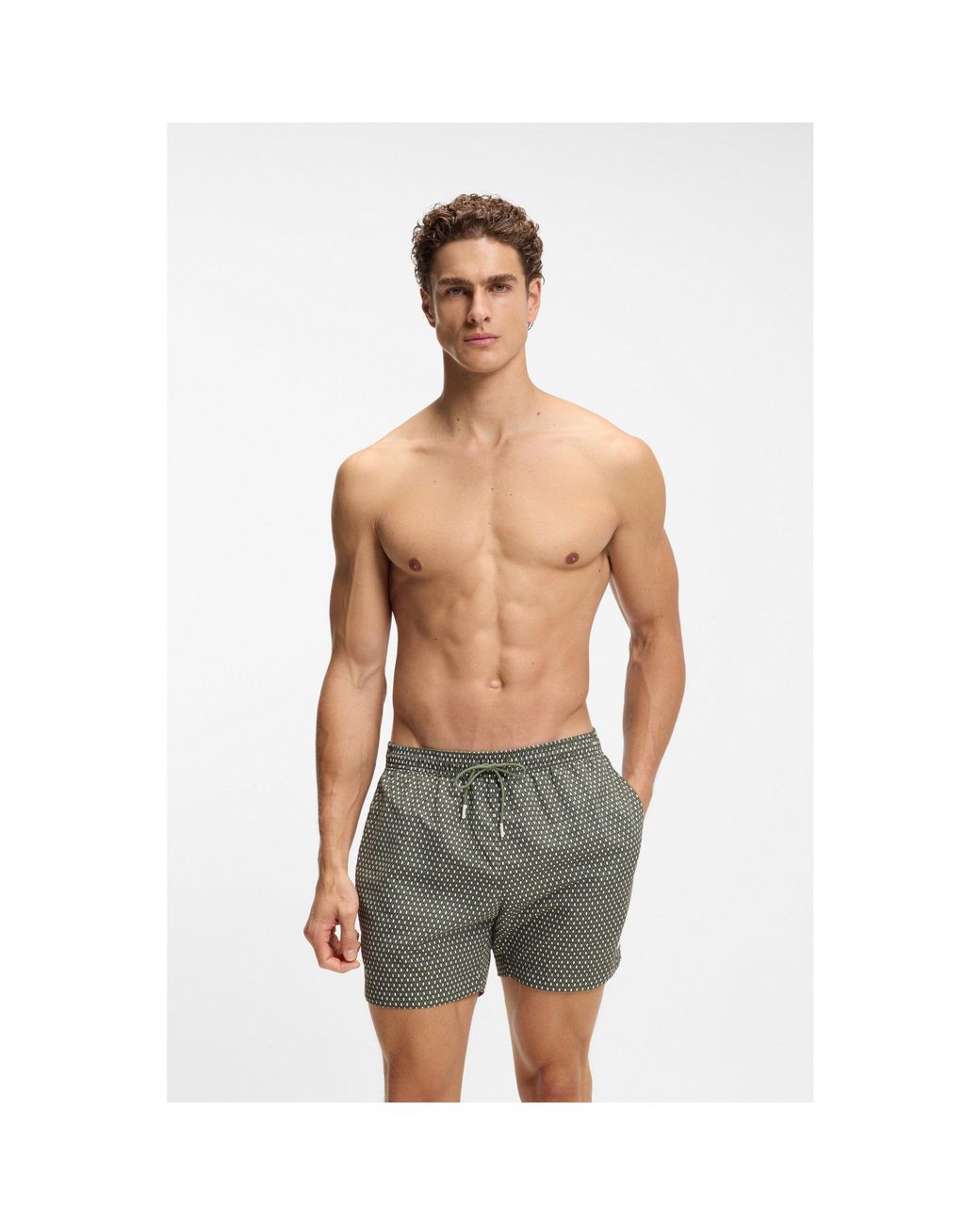 Boss Green Printed Swim Shorts for men