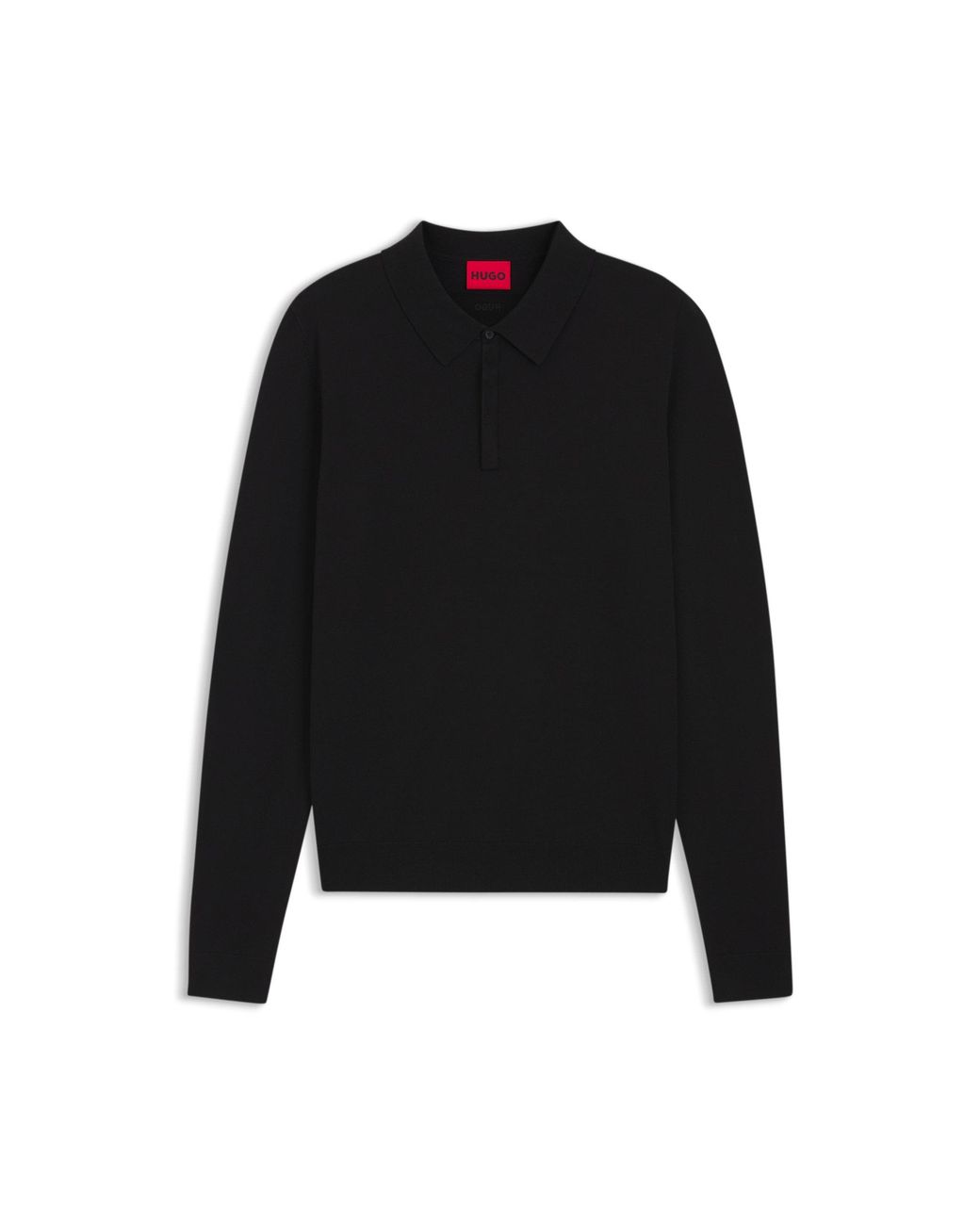HUGO Black Slim-Fit Knit Polo for men