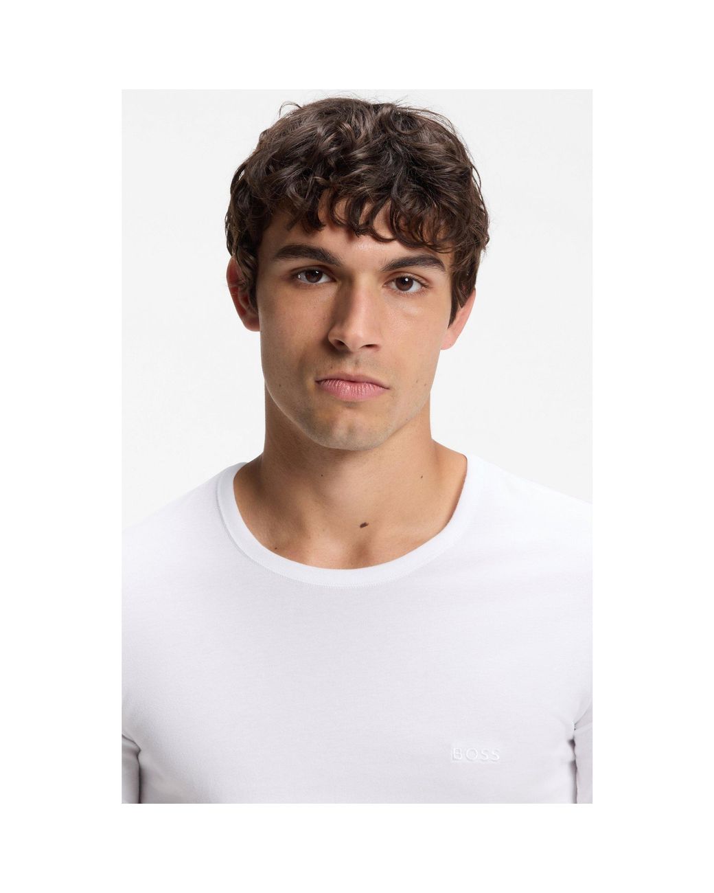 Boss White Three-Pack Cotton T-Shirts for men