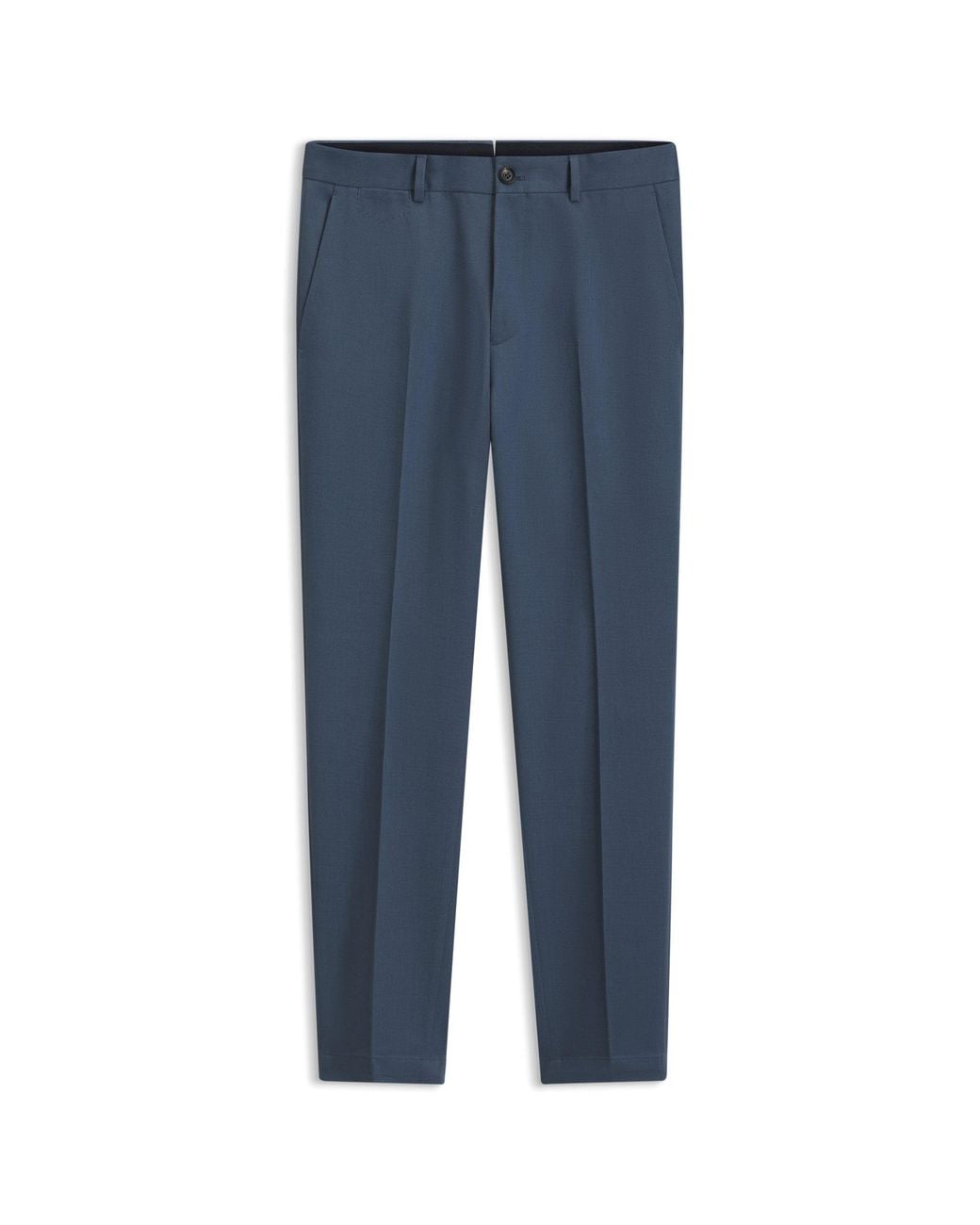 Boss Blue Slim-Fit Cotton-Blend Trousers for men