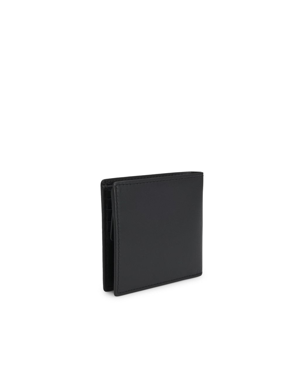 HUGO Black Leather Wallet With Stacked Logo And Coin Pocket for men
