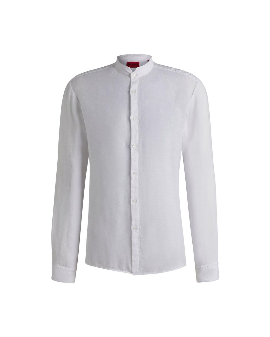 HUGO White Slim-Fit Linen Shirt for men
