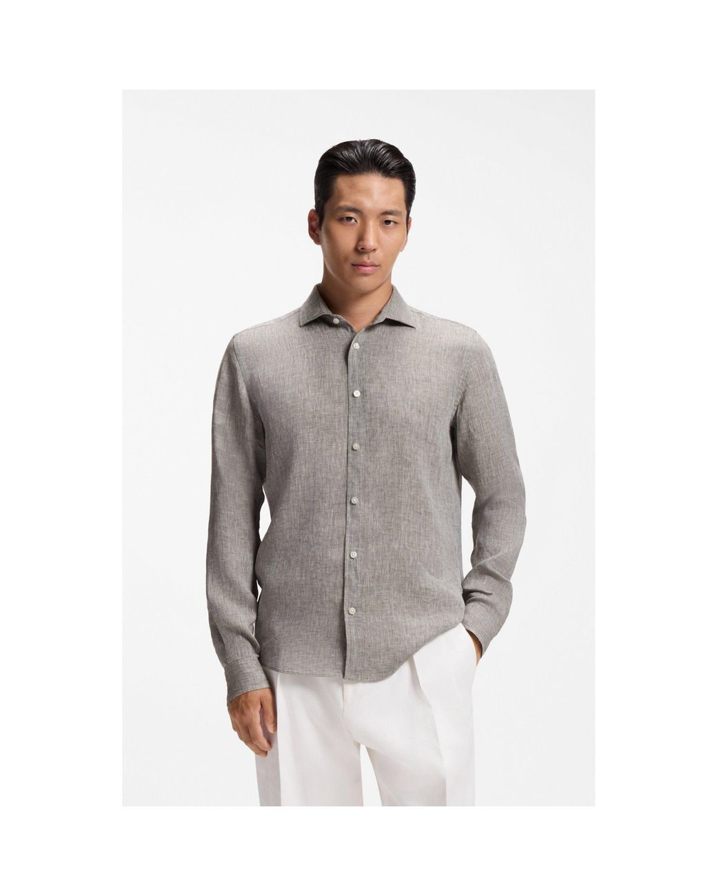 Boss Gray Regular-Fit Shirt for men