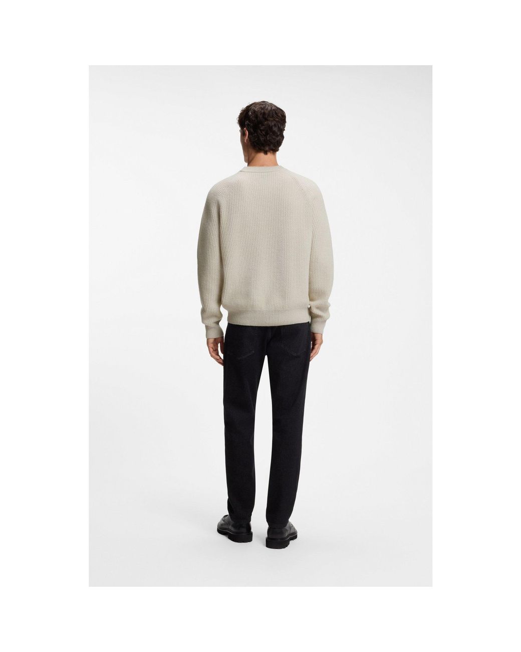 Boss Gray Relaxed-Fit Sweater With Ribbed Zig-Zag Structure for men
