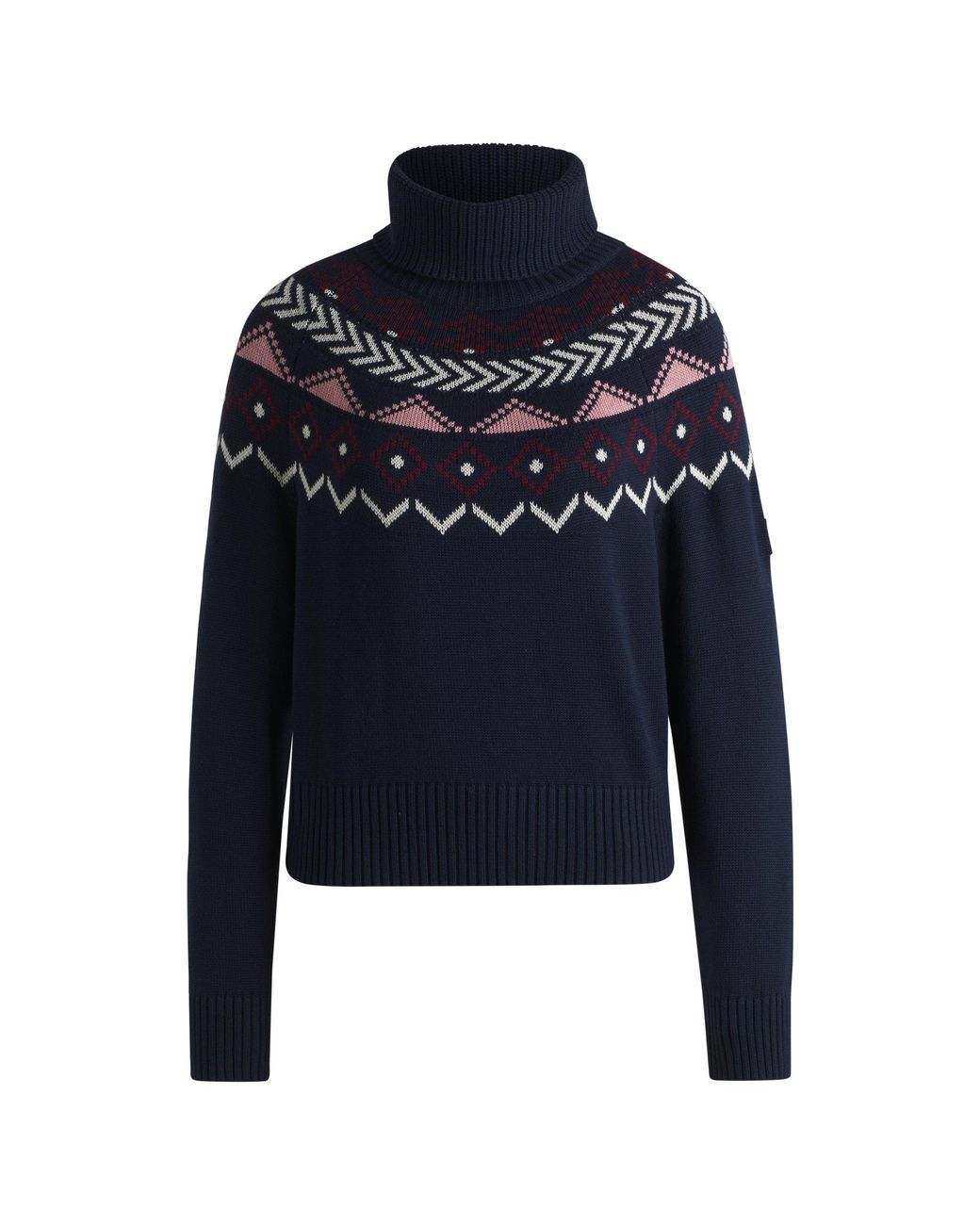 Boss Blue Equestrian Rollneck Sweater With Knitted Pattern
