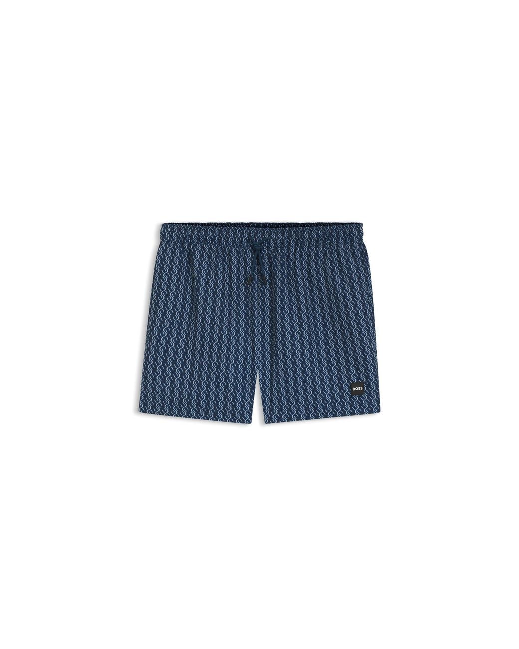 Boss Blue Printed Swim Shorts for men