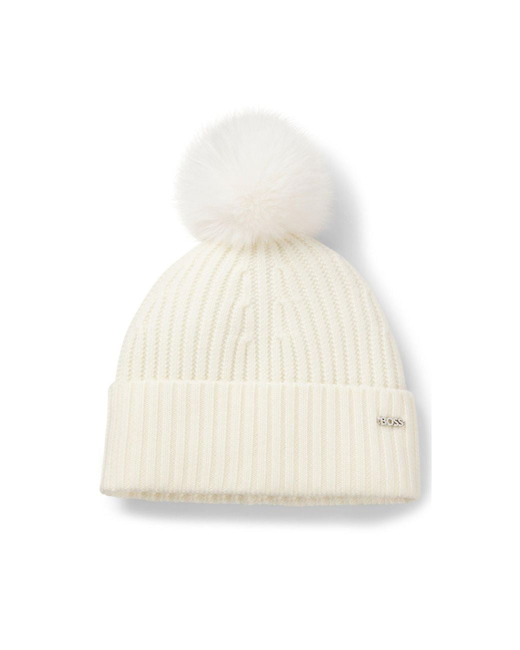 Boss White Beanie Hat