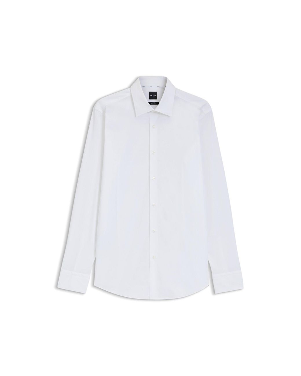 Boss White Slim-Fit Stretch-Cotton Shirt for men