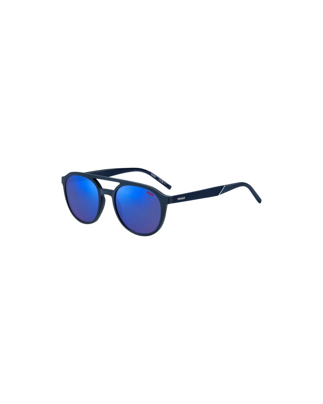 HUGO Blue Acetate Sunglasses With Lenses And Patterned Temples for men