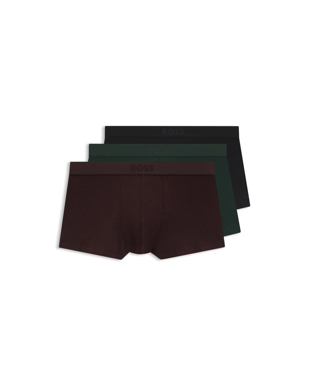 Boss Black Three-Pack Of Stretch-Cotton Trunks With Logo Waistbands for men