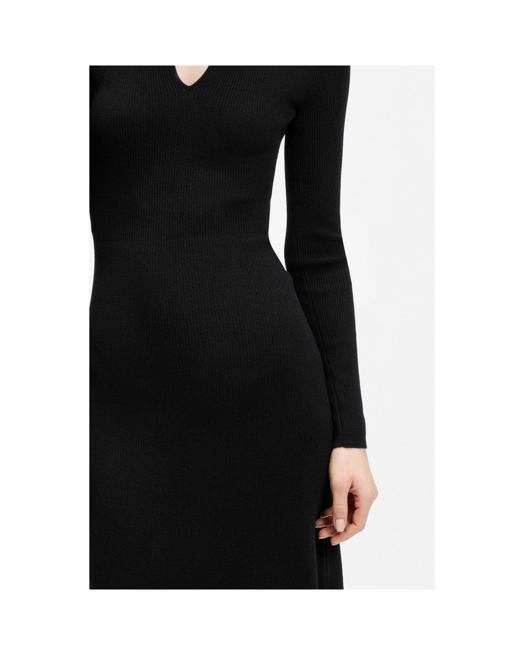 HUGO Black Slim-Fit Midi Dress With Keyhole Polo Collar