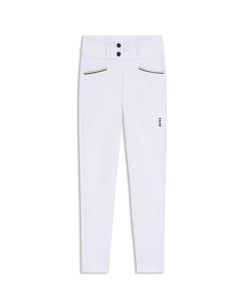 Boss White Equestrian Full-Grip Breeches