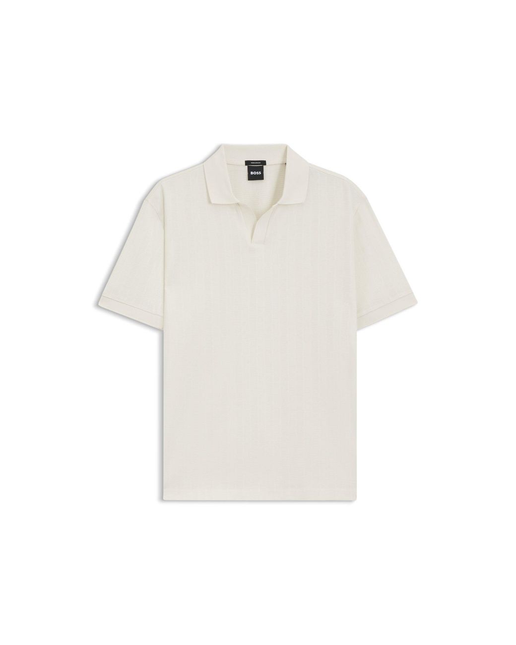 Boss White Cotton-Jacquard Polo Shirt With Johnny Collar for men
