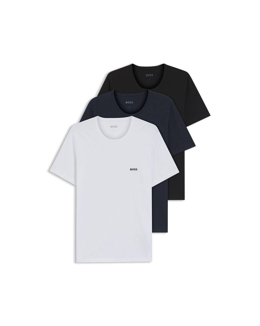 Boss Blue Boss - 3-pack Of Logo Embroidered T-shirts In Cotton for men