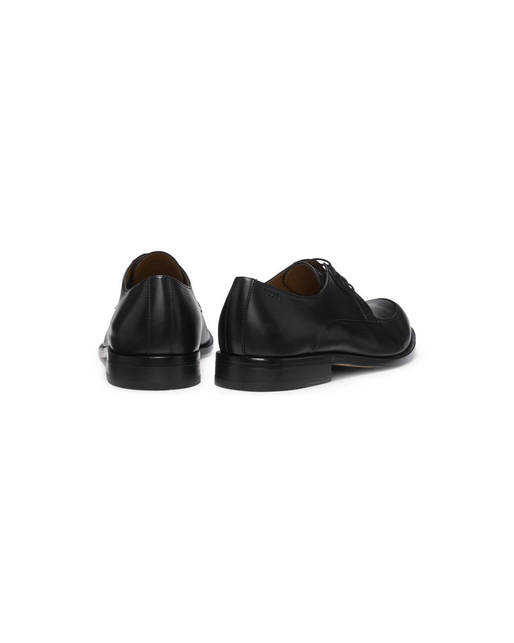 Boss Black Leather Derby Shoes With Emed Logo for men