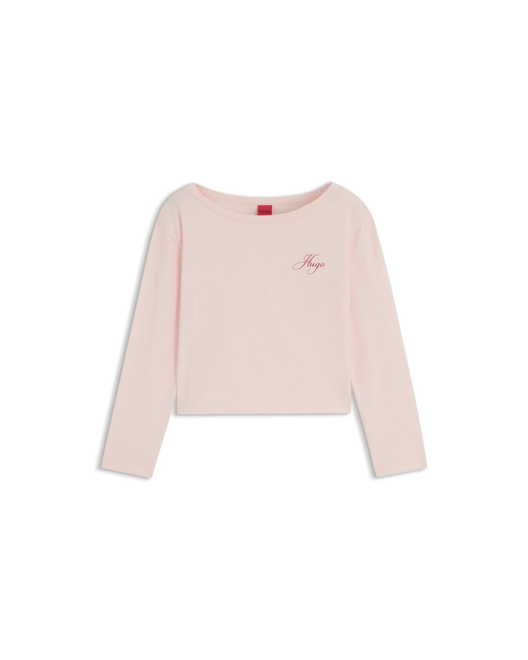 HUGO White Long-Sleeved Pyjama Top With Logo Print