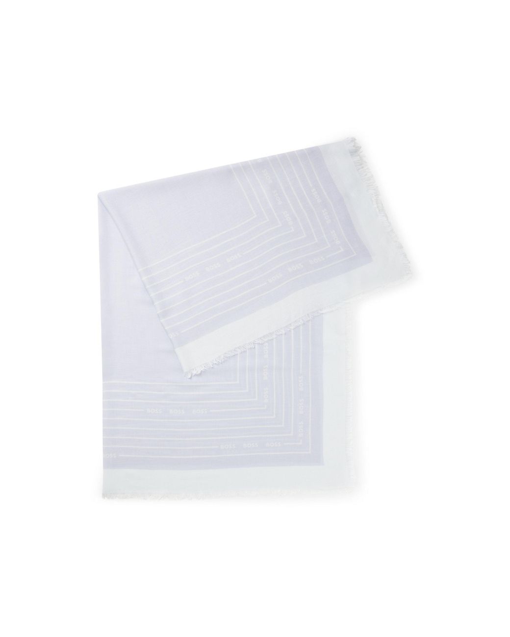 Boss White Voile Scarf With Logo Print