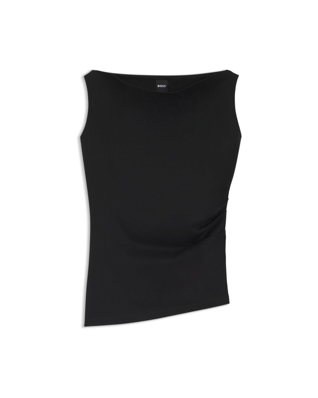 Boss Black Cowl-Neck Asymmetric Top
