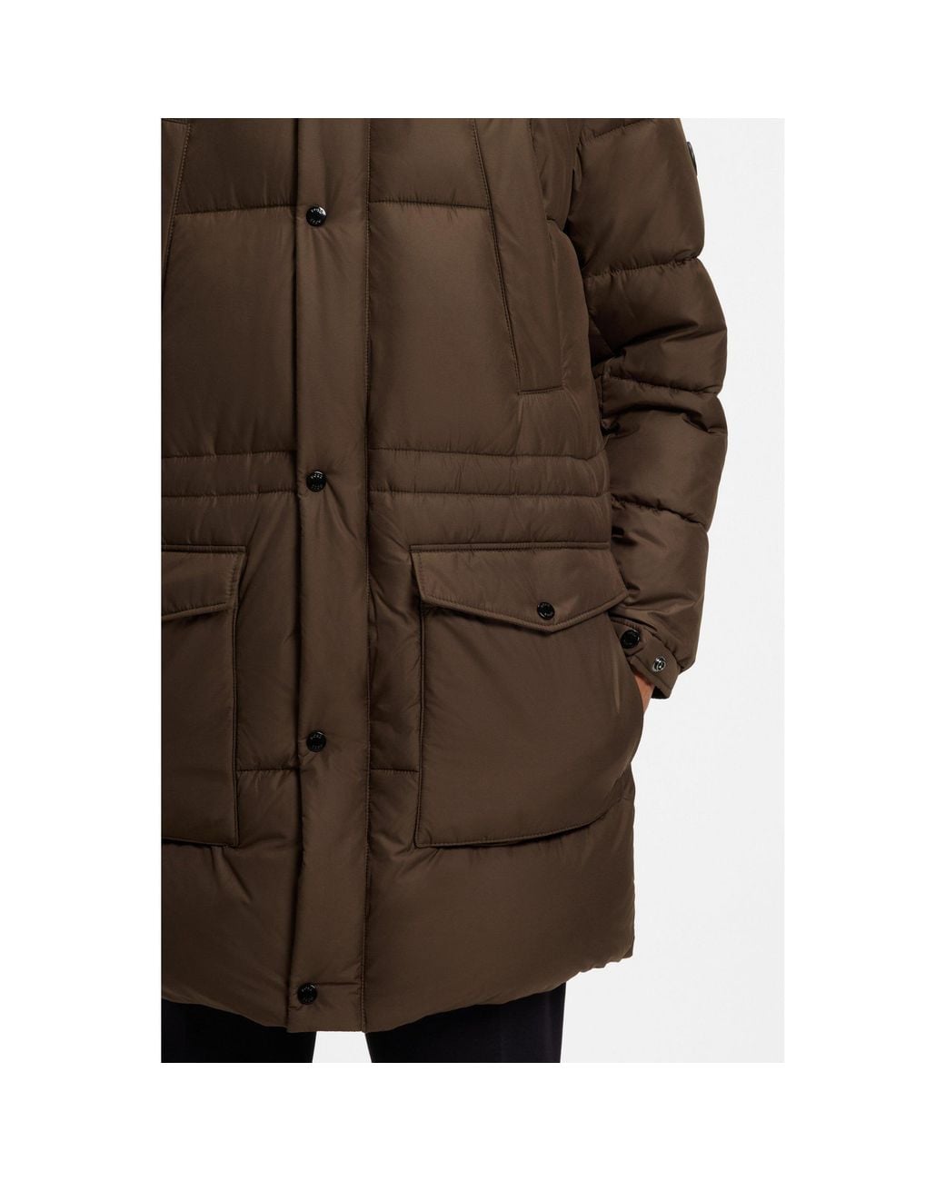 Boss Brown Padded Jacket With Water-Repellent Finish for men