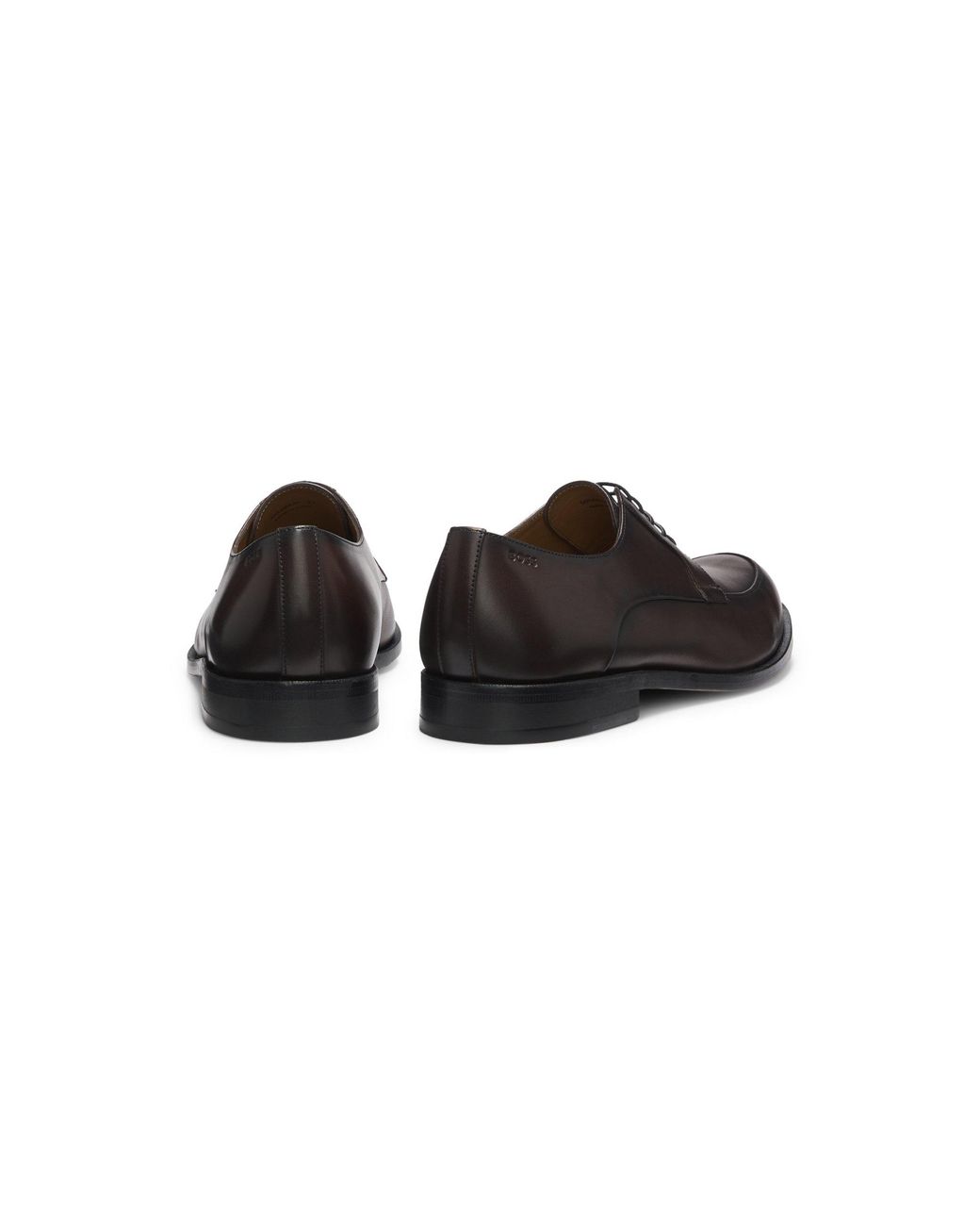 Boss Brown Leather Derby Shoes With Emed Logo for men