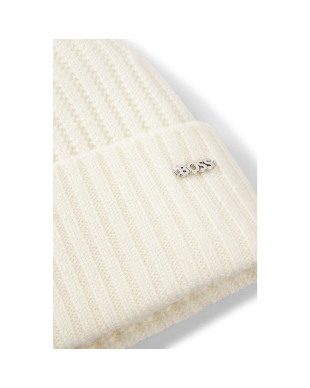 Boss White Beanie Hat