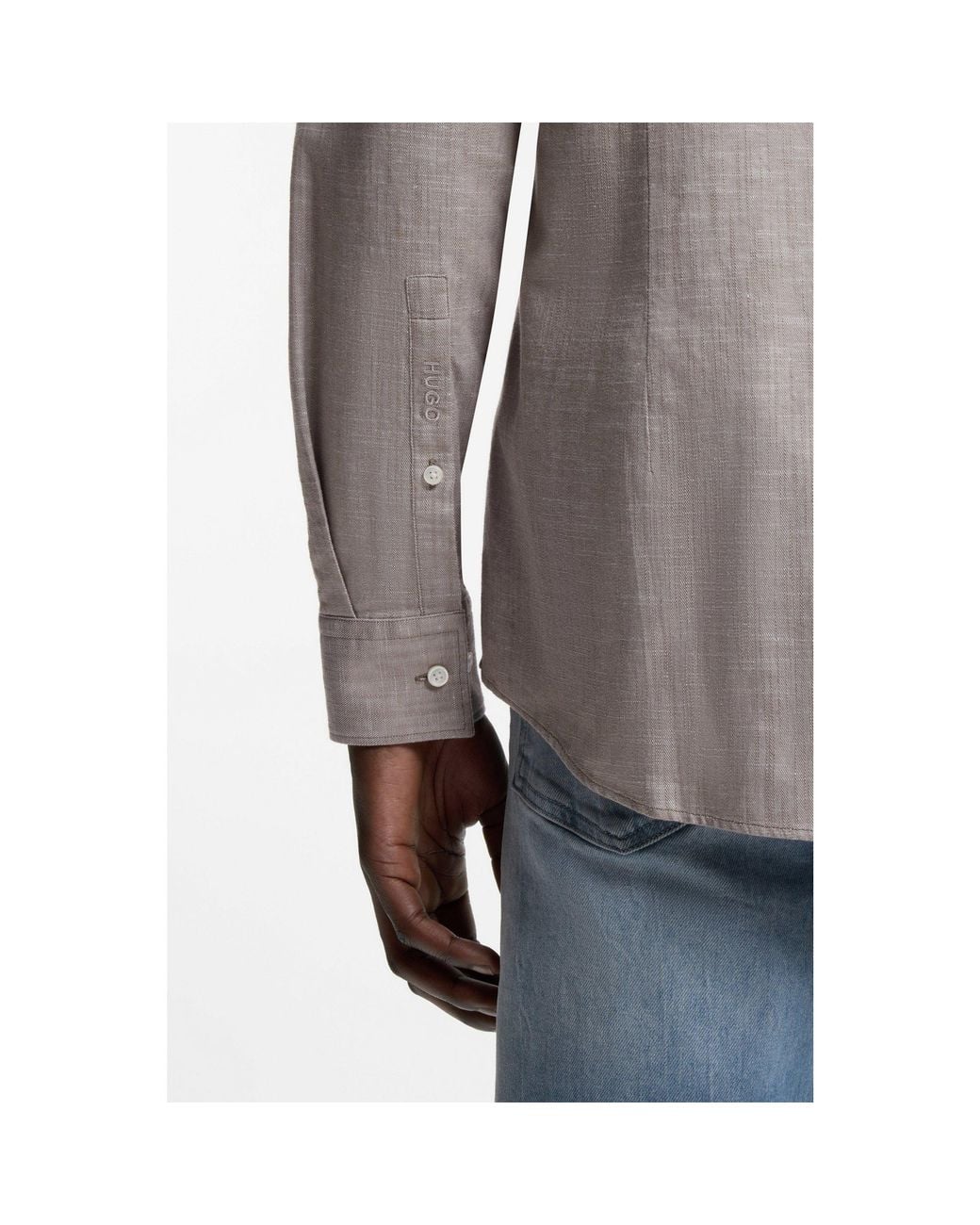 HUGO Gray Slim-Fit Shirt for men