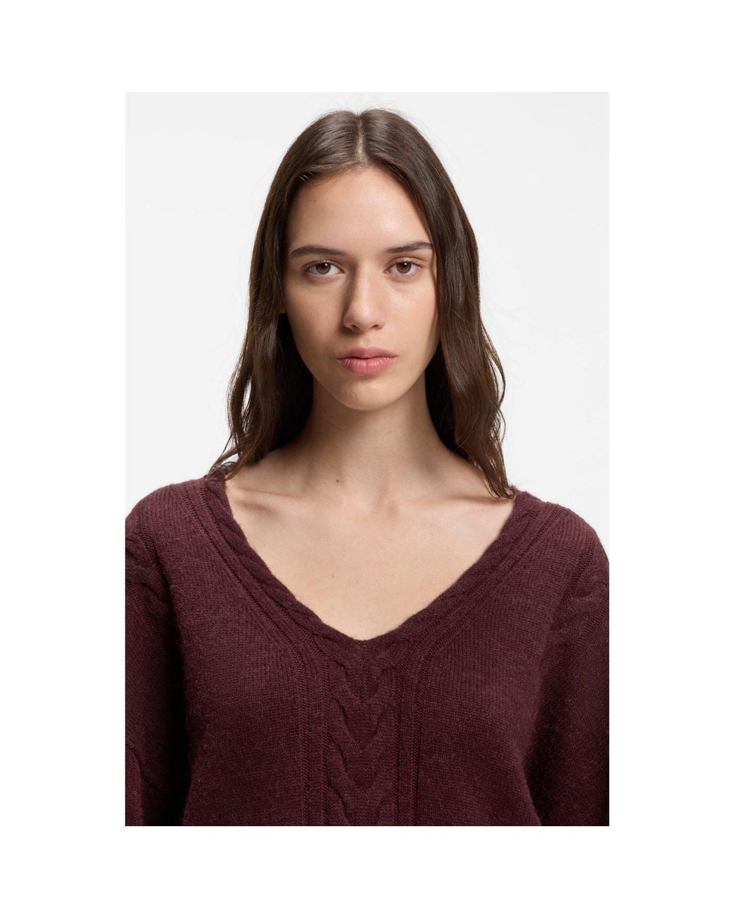 Boss Red V-Neck Sweater With Cable Structure