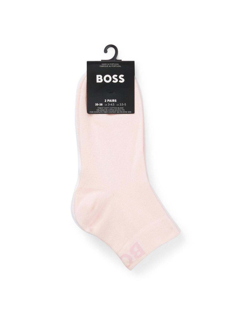 Boss White Two-Pack Of Quarter-Length Socks With Contrast Logos