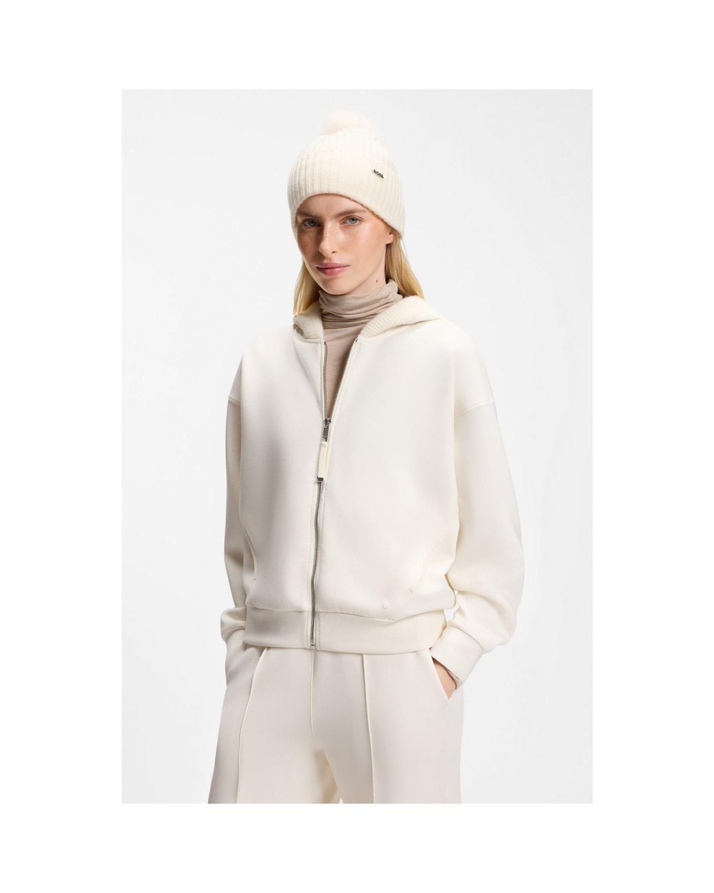 Boss White Beanie Hat
