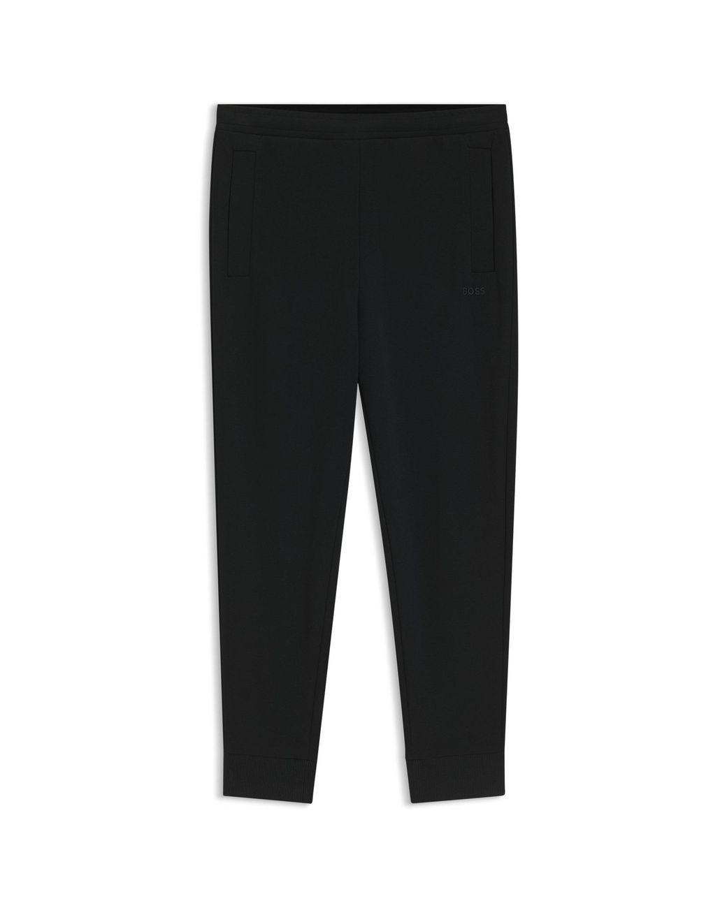 Boss Black Cotton-Blend Tracksuit Bottoms With Embroidered Logo for men