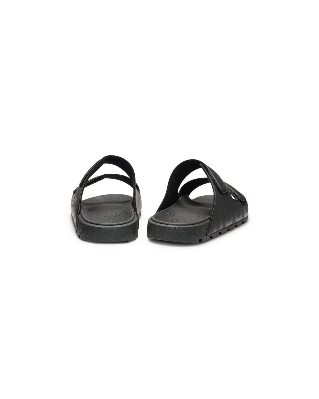 HUGO Black Twin-Strap Logo Slides for men