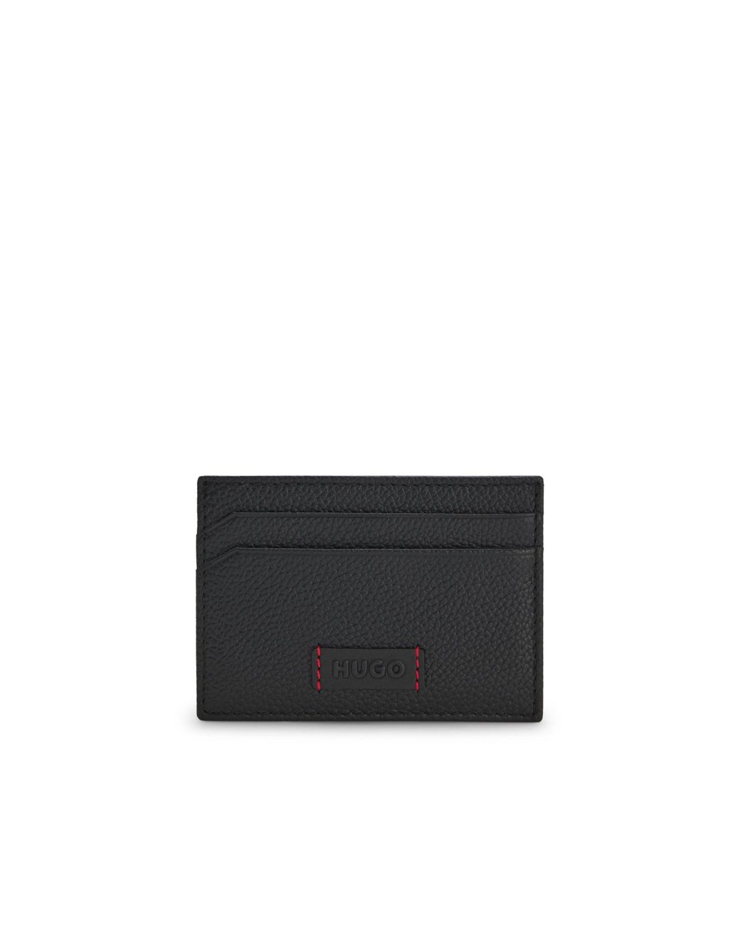 HUGO Black Debossed-Logo Wallet With Signature Stitching for men