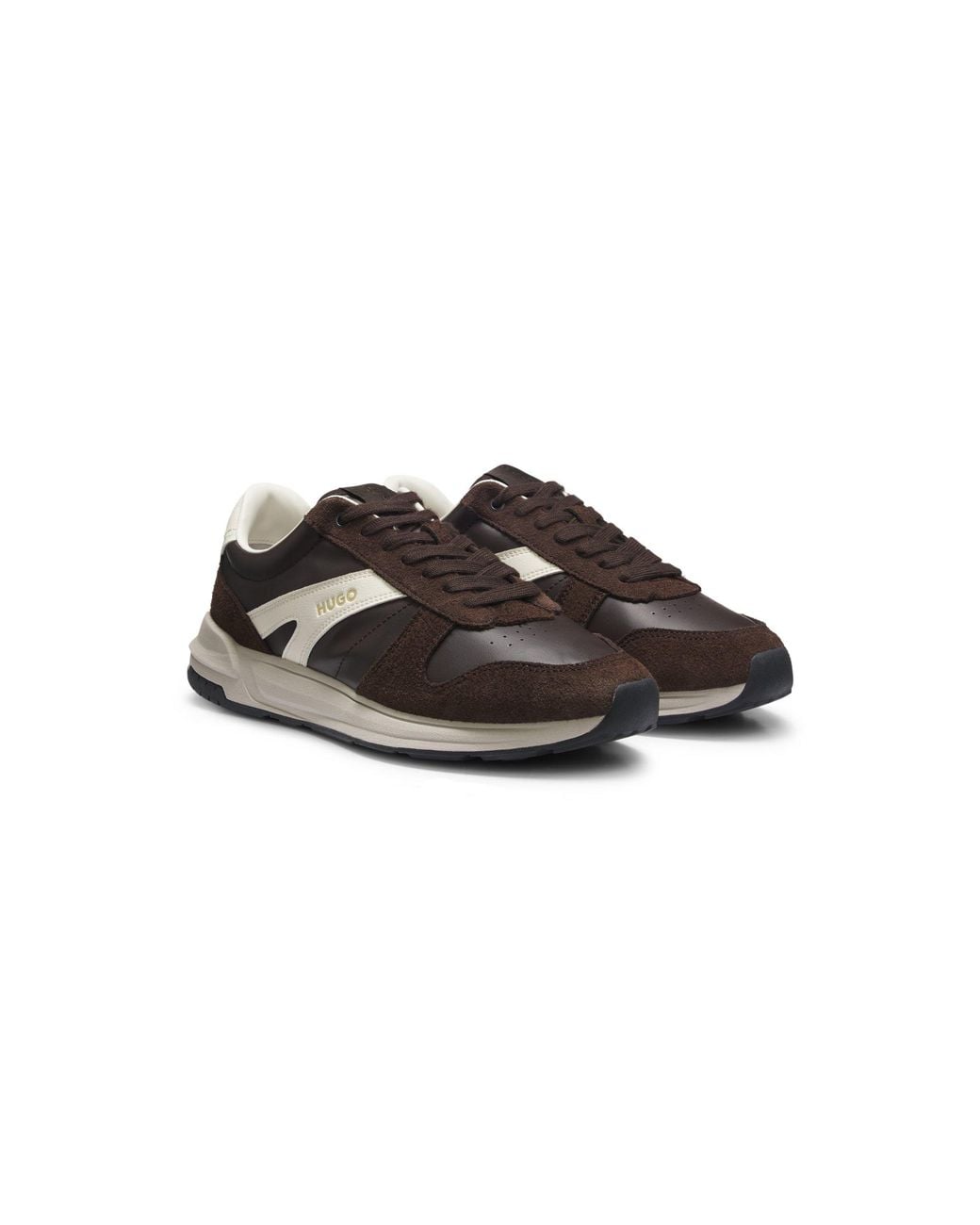 HUGO Brown Suede Sneakers With-Tone Foil Logo for men
