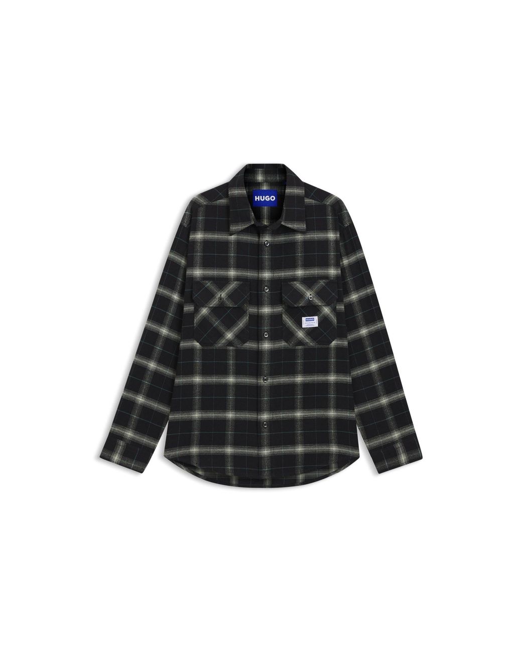 HUGO Black Oversized-Fit Overshirt for men