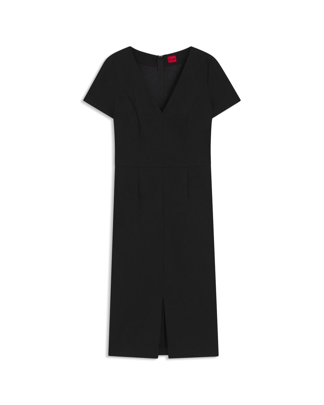 HUGO Black V-Neck Slim-Fit Midi Dress